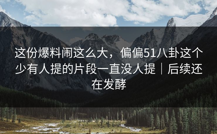 这份爆料闹这么大，偏偏51八卦这个少有人提的片段一直没人提｜后续还在发酵