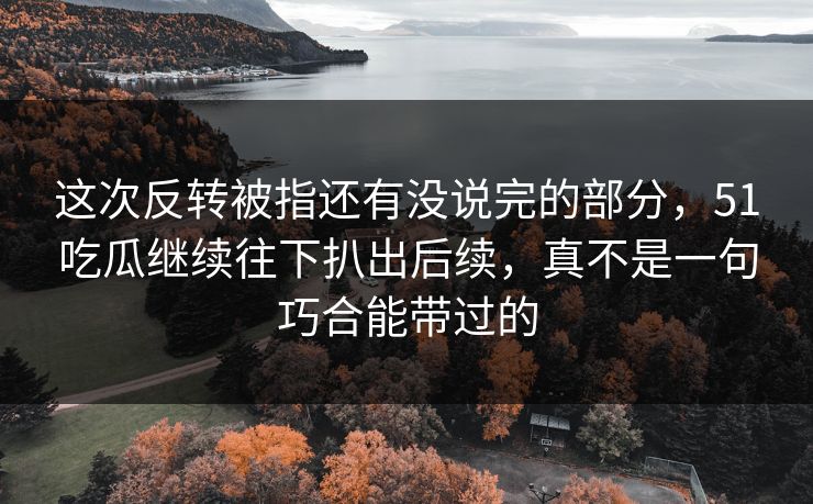 这次反转被指还有没说完的部分，51吃瓜继续往下扒出后续，真不是一句巧合能带过的