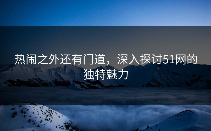 热闹之外还有门道，深入探讨51网的独特魅力