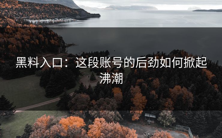 黑料入口：这段账号的后劲如何掀起沸潮