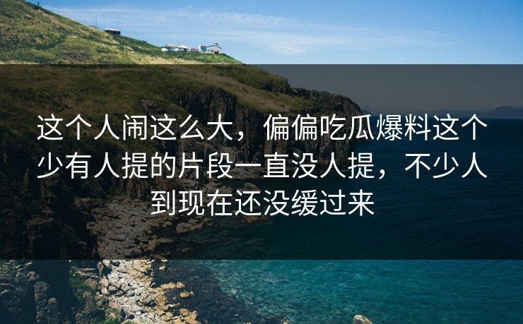 这个人闹这么大，偏偏吃瓜爆料这个少有人提的片段一直没人提，不少人到现在还没缓过来