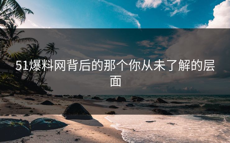 51爆料网背后的那个你从未了解的层面